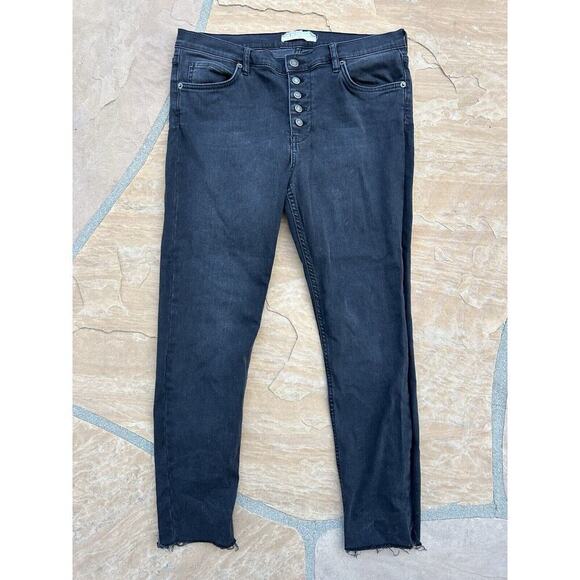 Free People Denim - Free People Black Wash Straight Leg Jeans Dark Womens Size 30 BZ
